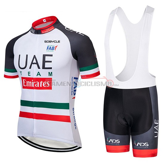 Abbigliamento Ciclismo UCI Mondo Campione UAE Manica Corta 2019 Bianco Nero Rosso